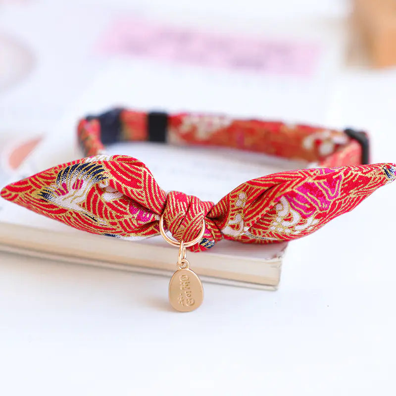 New Year's Bow Tie Collar with Bell for Pets