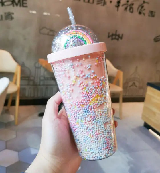 Stylish Rainbow Plastic Water Cup for Your Collection