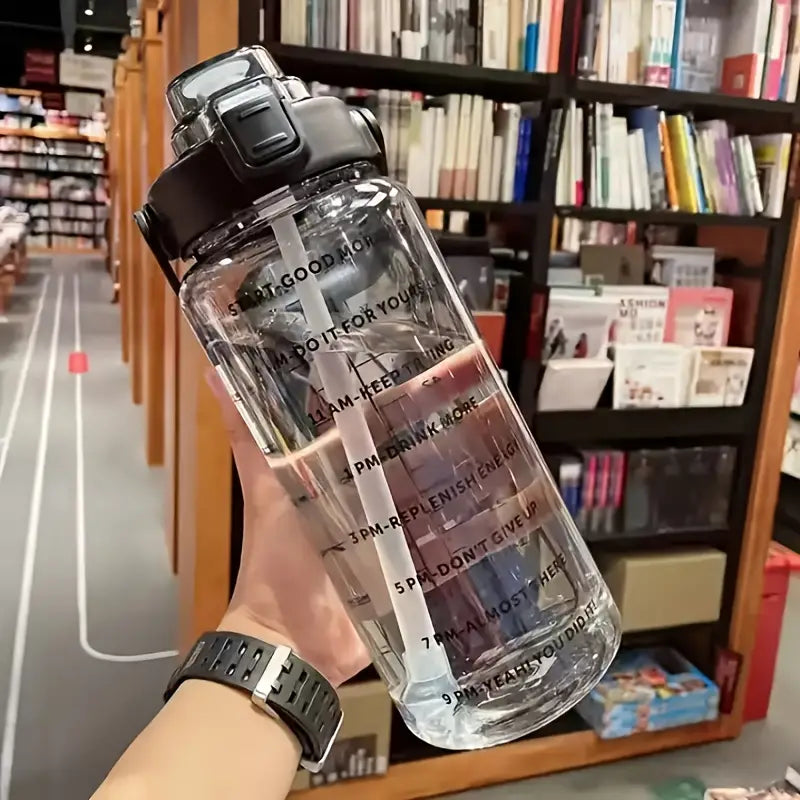 2L Unisex BPA-Free Water Bottle with Straw & Markers