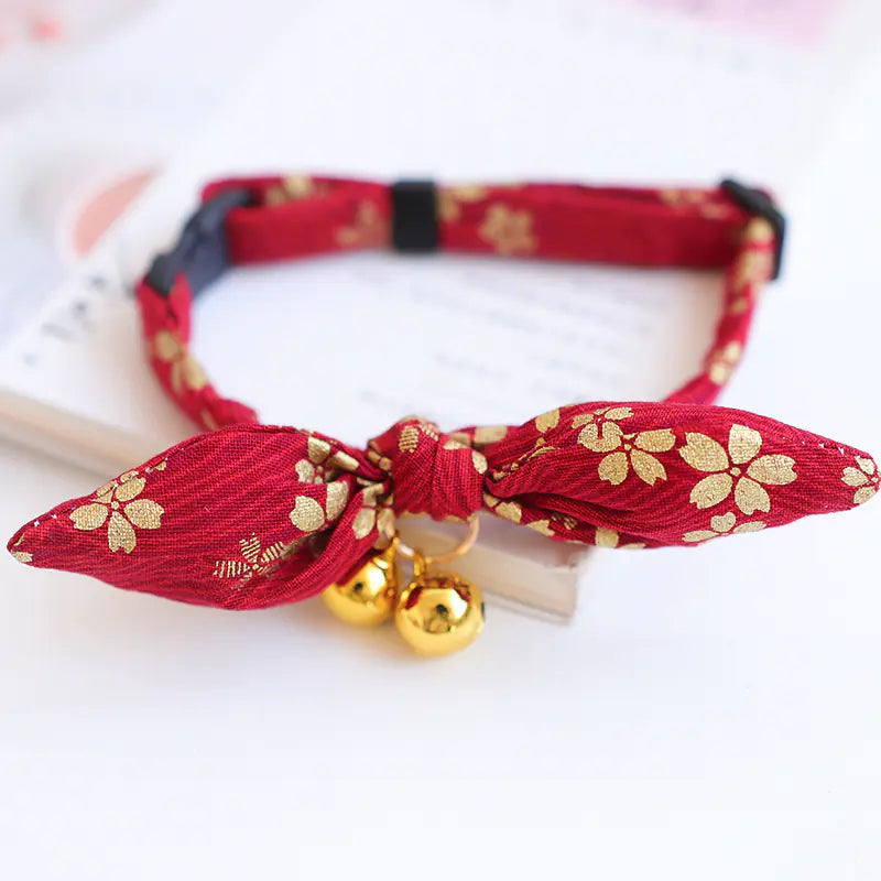 New Year's Bow Tie Collar with Bell for Pets