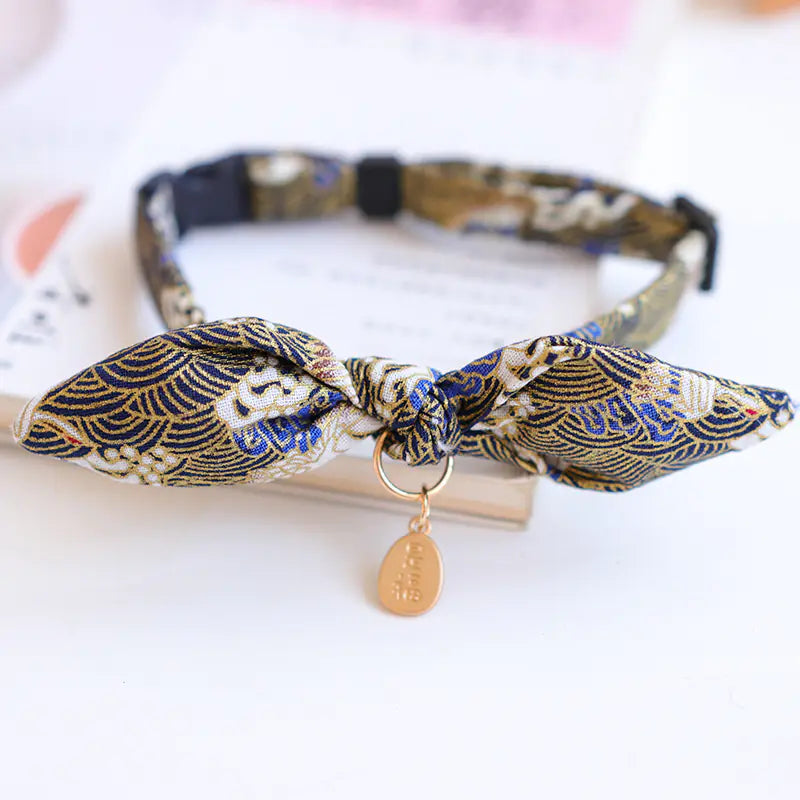 New Year's Bow Tie Collar with Bell for Pets