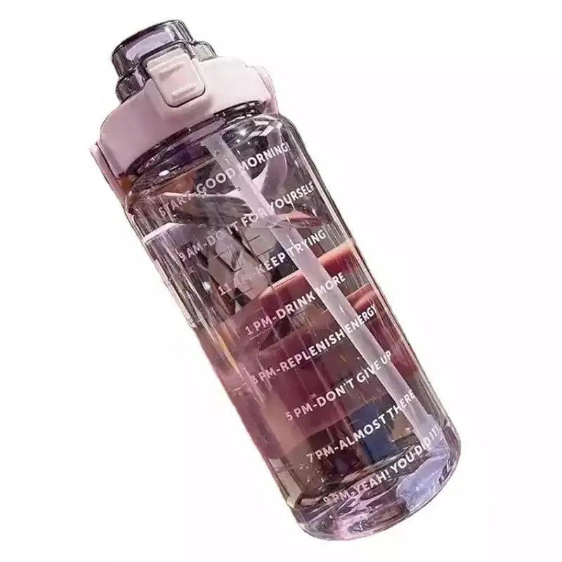 2L Unisex BPA-Free Water Bottle with Straw & Markers