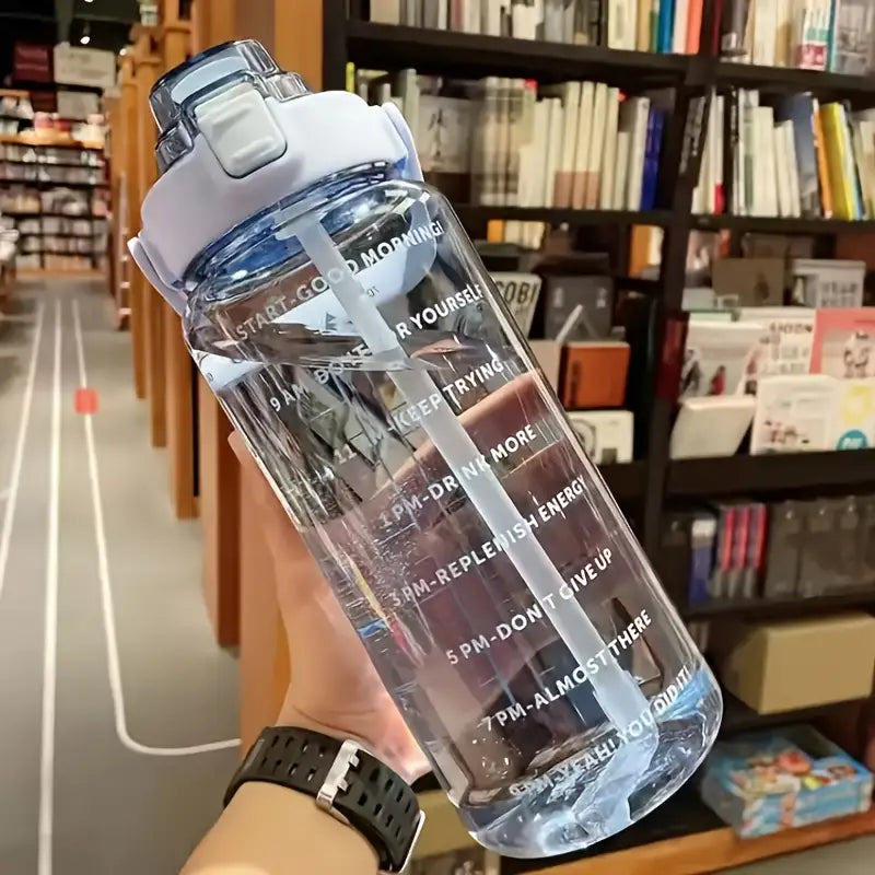 2L Unisex BPA-Free Water Bottle with Straw & Markers