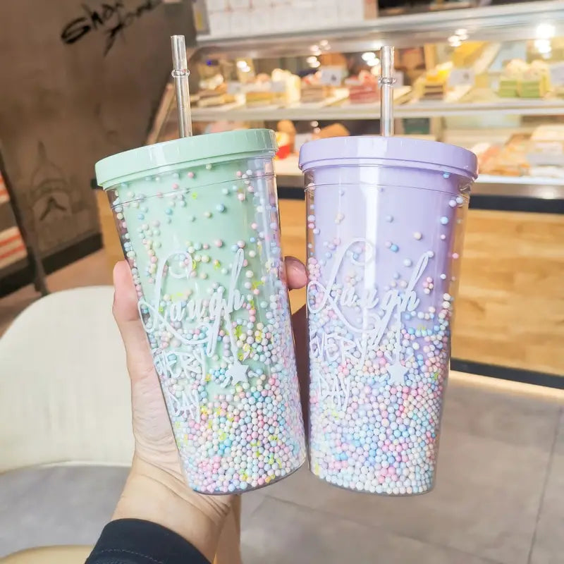 Stylish Rainbow Plastic Water Cup for Your Collection