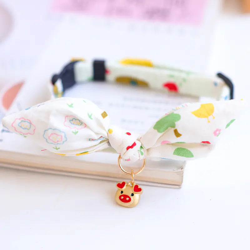 New Year's Bow Tie Collar with Bell for Pets