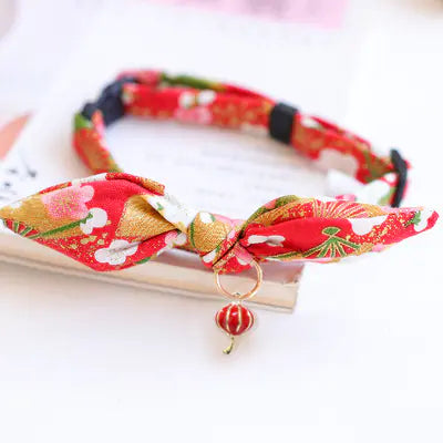 New Year's Bow Tie Collar with Bell for Pets