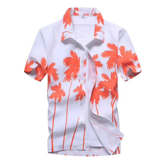 Men's Floral Plus Size Short Sleeve Shirt for Beach