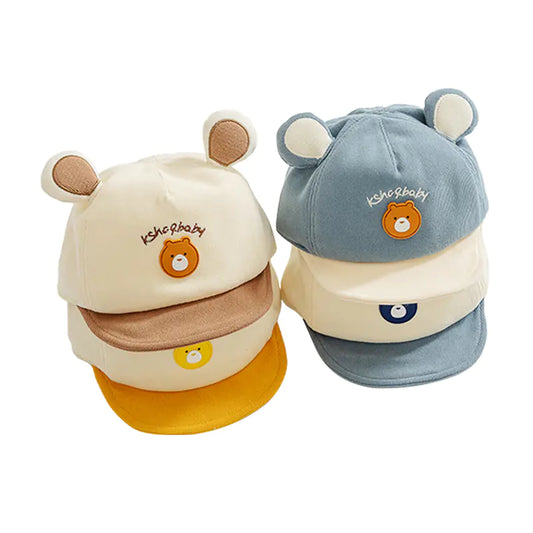 Cotton Baby Cap with Cute Bear Ears for Kids