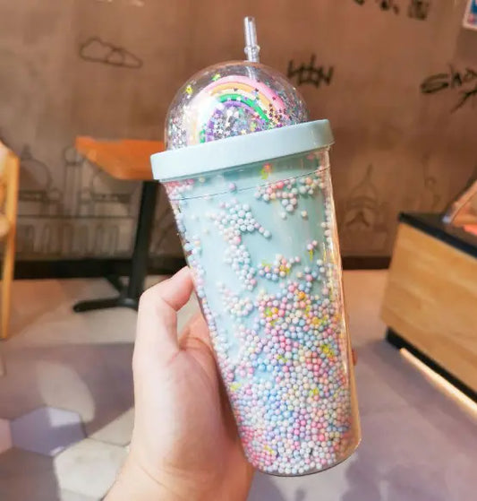 Stylish Rainbow Plastic Water Cup for Your Collection
